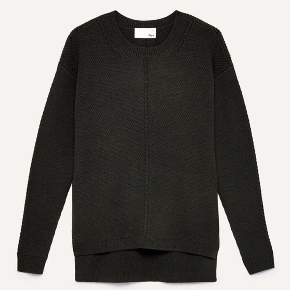 Aritzia Wilfred Free Isabelli Merino Wool Chevron Pullover Sweater๏ปฟ Dark Green
